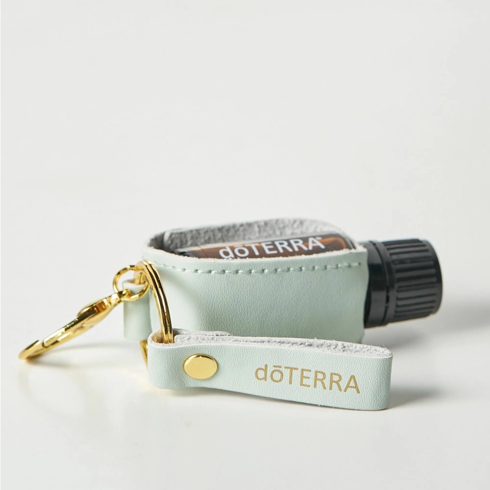 2-doTERRA Mint Green Keychain with Gold Accents
